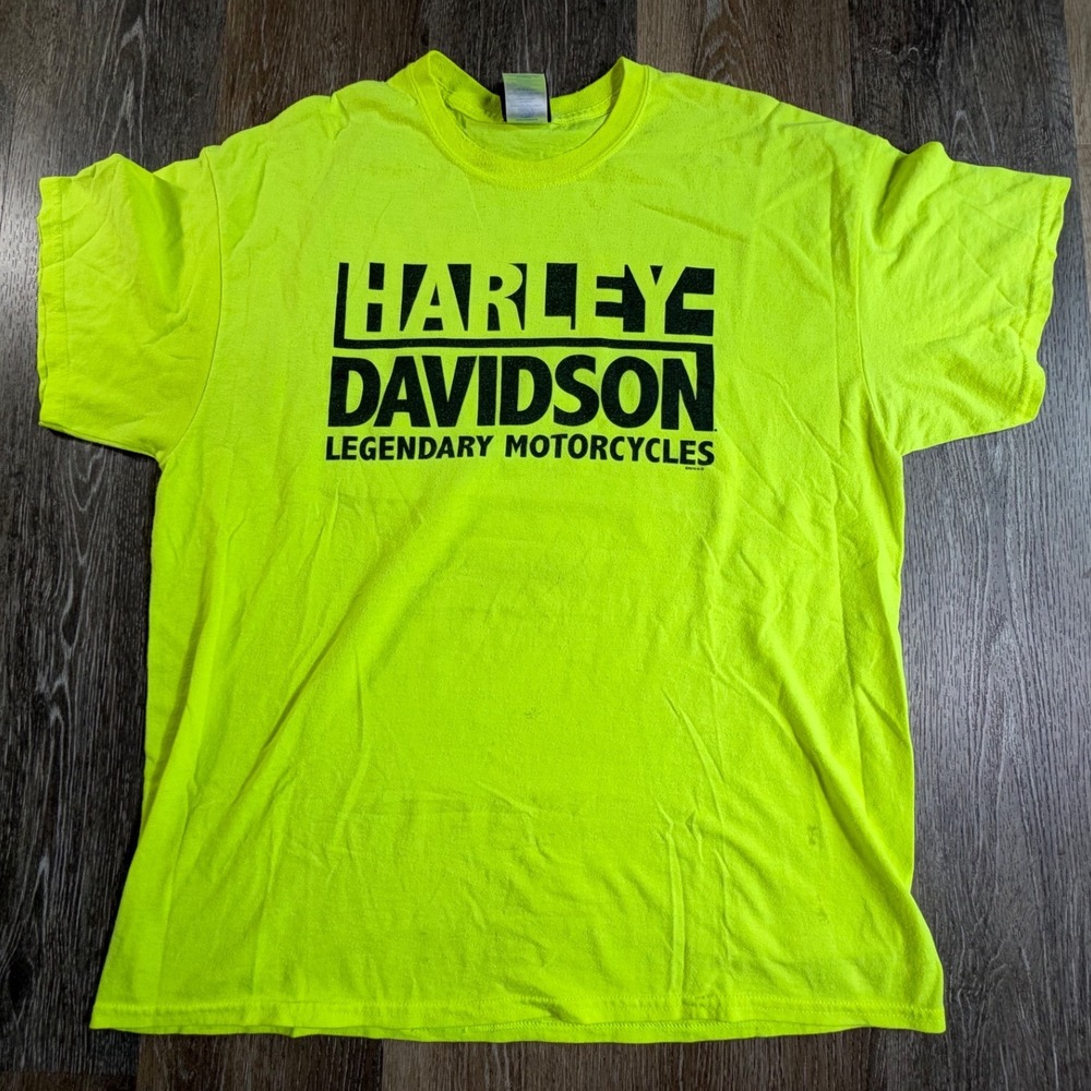 Harley Davidson T-Shirt Mens XL Yellow Asheville NC Legendary Motorcycles Logo